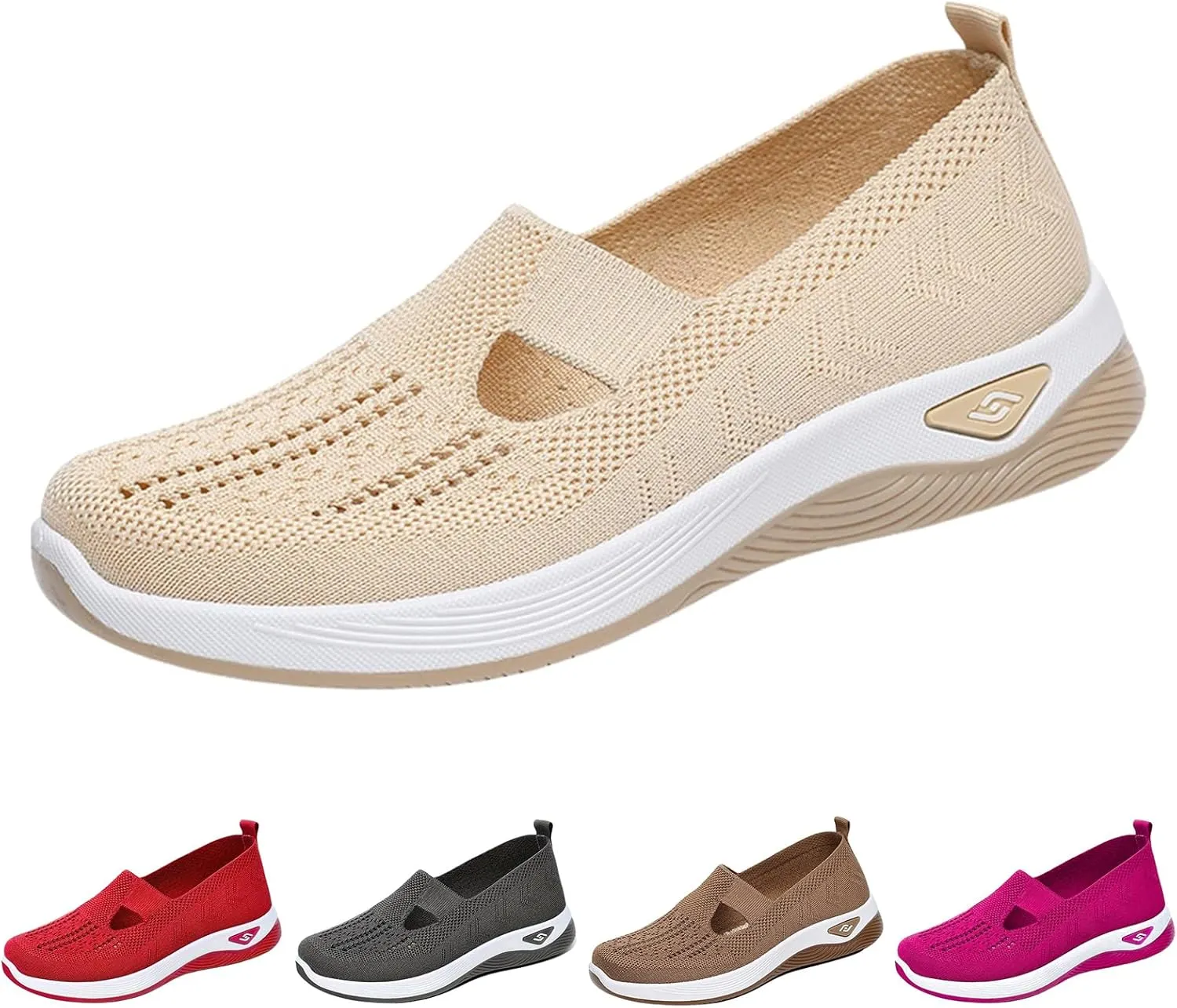 Diabetic Shoes for Women Woven Orthopedic Breathable Shoes Non-Slip Mesh Up Footwear Casual Go Walking Sneakers with Arch Support