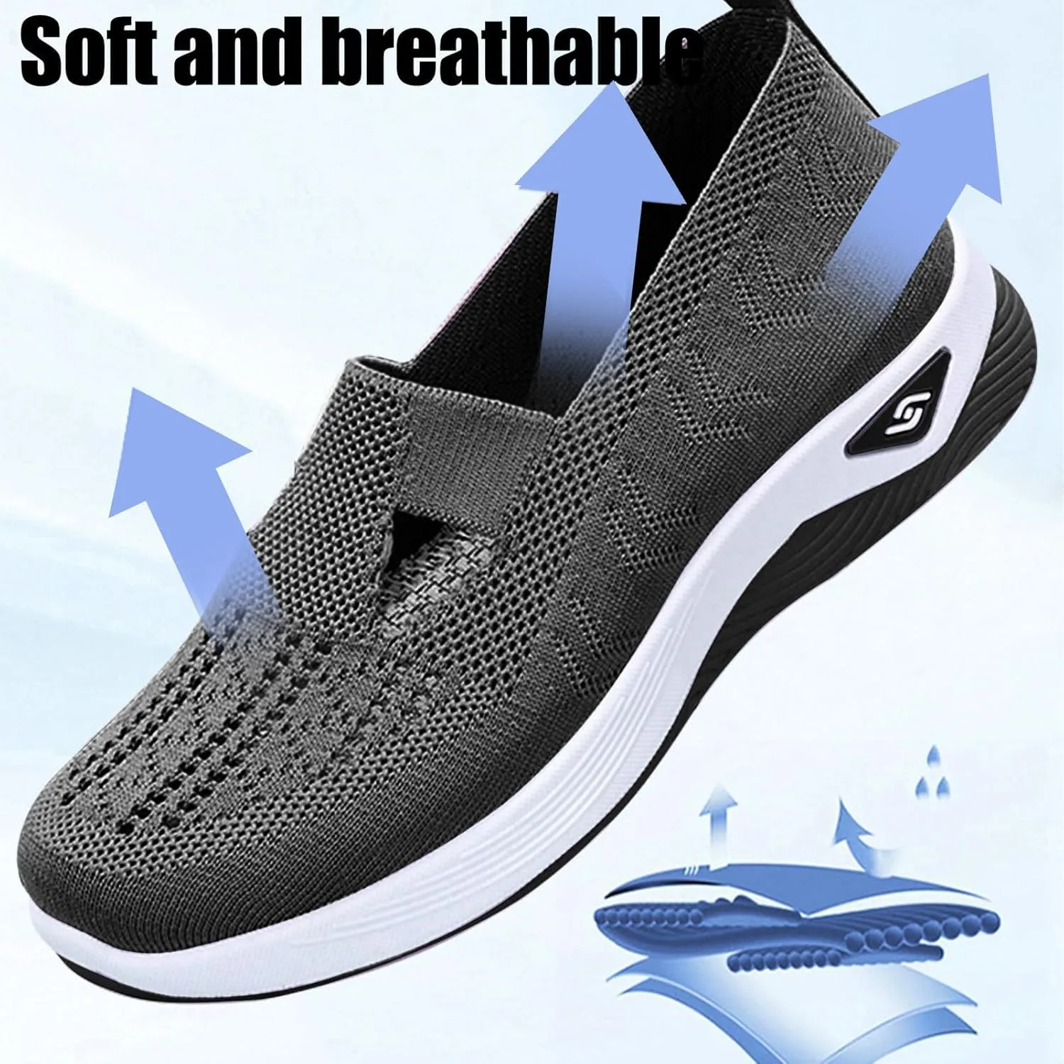 Diabetic Shoes for Women Woven Orthopedic Breathable Shoes Non-Slip Mesh Up Footwear Casual Go Walking Sneakers with Arch Support