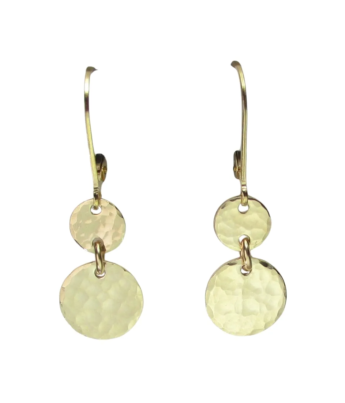 Double Disc Earrings for Women Dangle Earrings Gold Filled Hammered Disc Dot Earrings Dainty Circle Earrings Minimalist