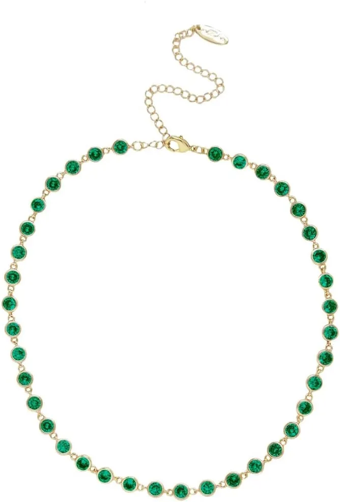 Ettika Gold Choker Necklace, 18k Gold Plated Necklace for Women. Crystal Discs and Link Necklace. Jewelry, Birthday Gifts For Women