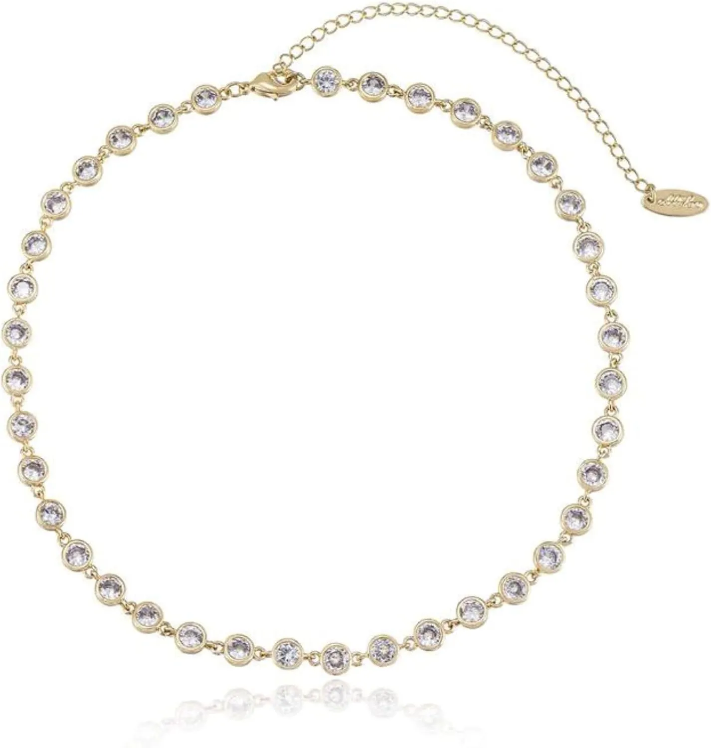Ettika Gold Choker Necklace, 18k Gold Plated Necklace for Women. Crystal Discs and Link Necklace. Jewelry, Birthday Gifts For Women