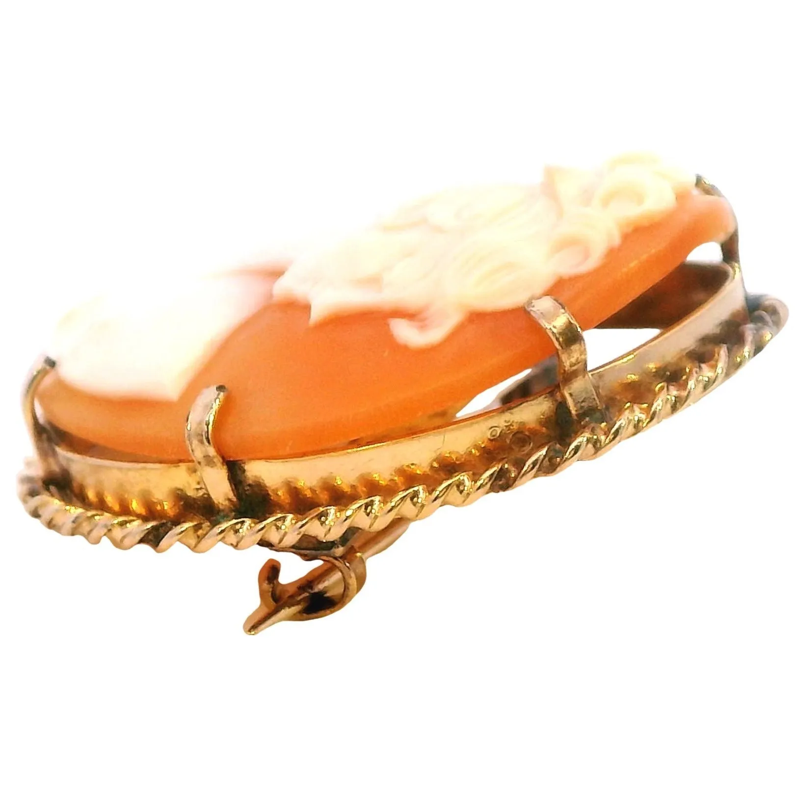Exquisite Vintage Gold Cameo Brooch - Timeless Elegance