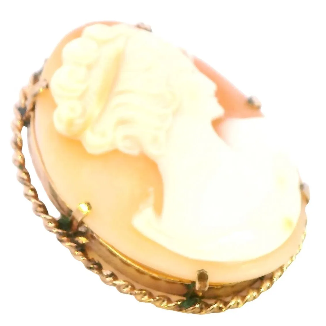 Exquisite Vintage Gold Cameo Brooch - Timeless Elegance