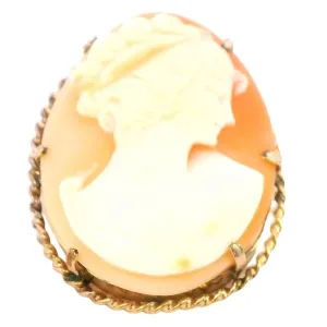 Exquisite Vintage Gold Cameo Brooch - Timeless Elegance