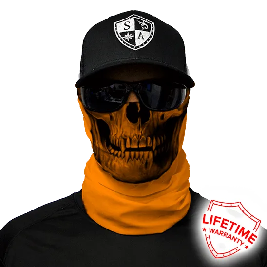 Face Shield Bandana  Tactical Orange Skull