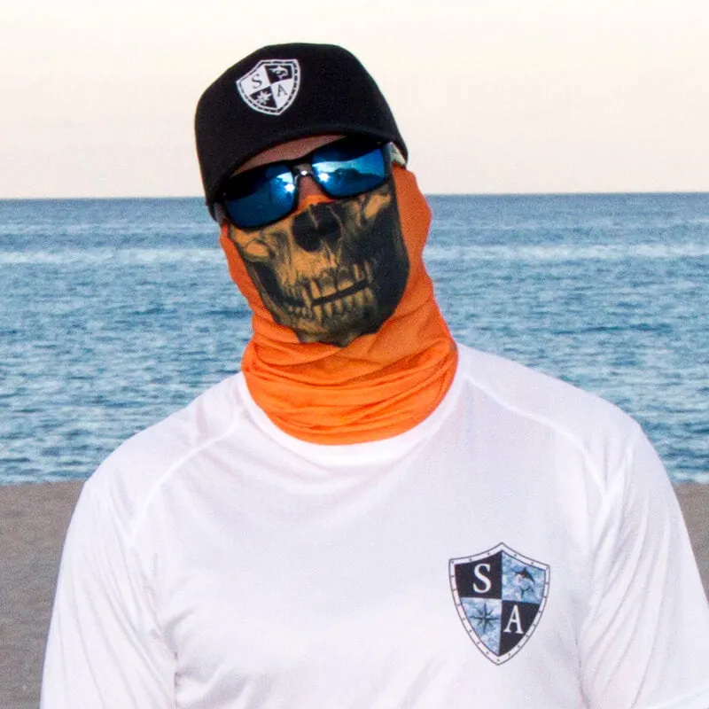 Face Shield Bandana  Tactical Orange Skull