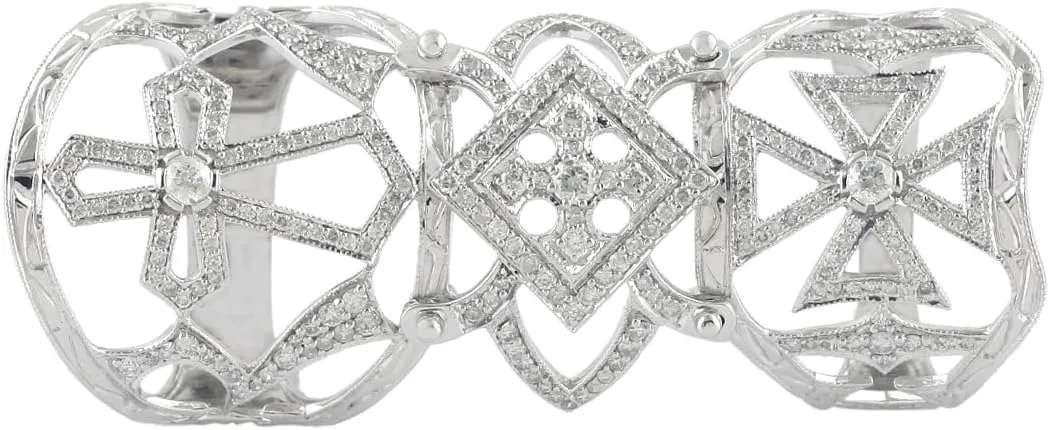 Fancy Diamond knuckle Ring made In 18k White Gold