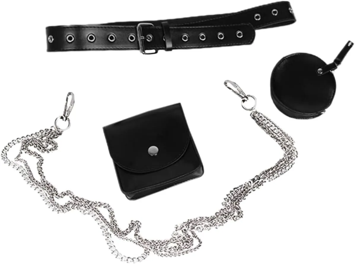 Fashion Pu Leather Chain Bag for Women Adjustable Belt Sling Bag Decorative Chain