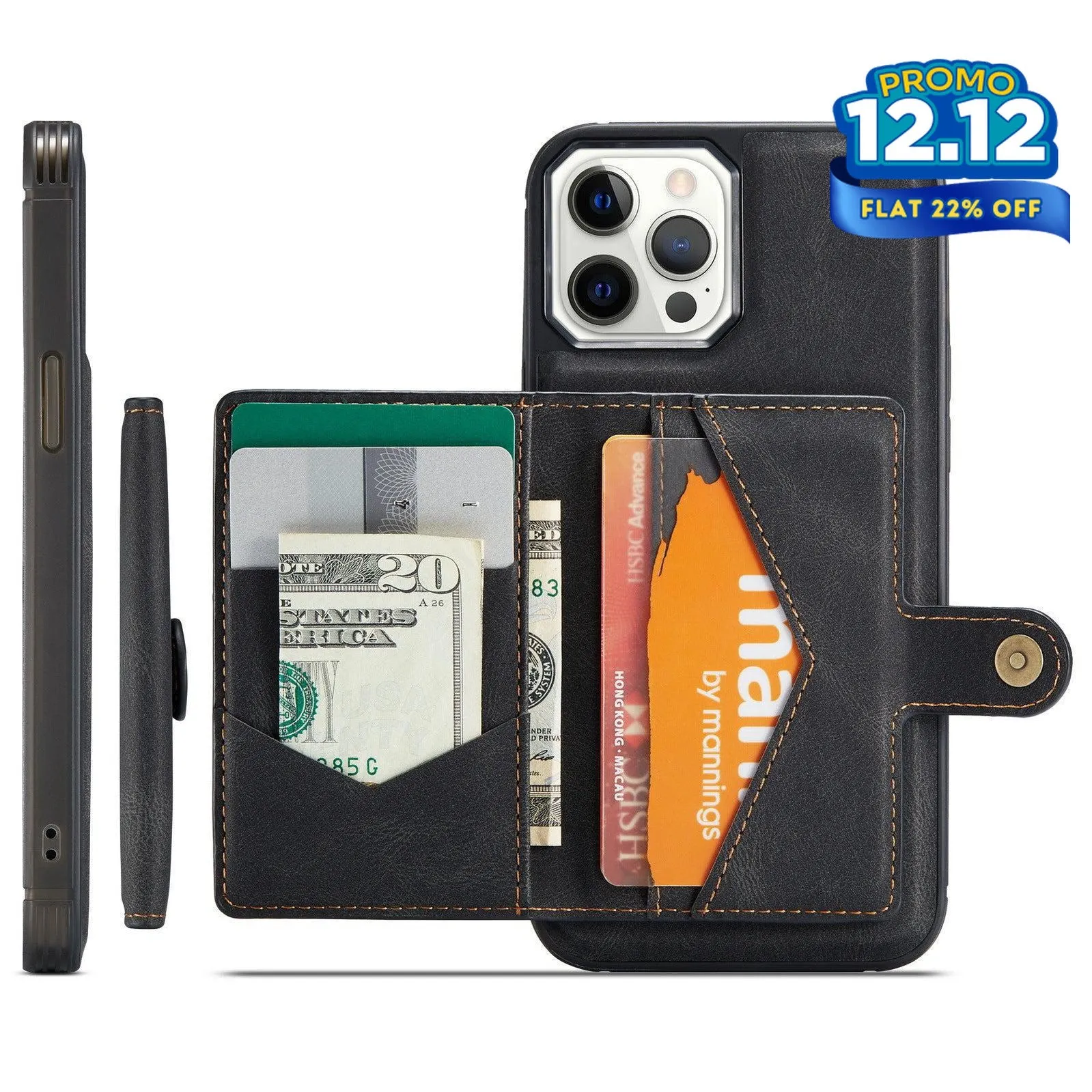 Faux Leather Phone Case With Magnetic Wallet