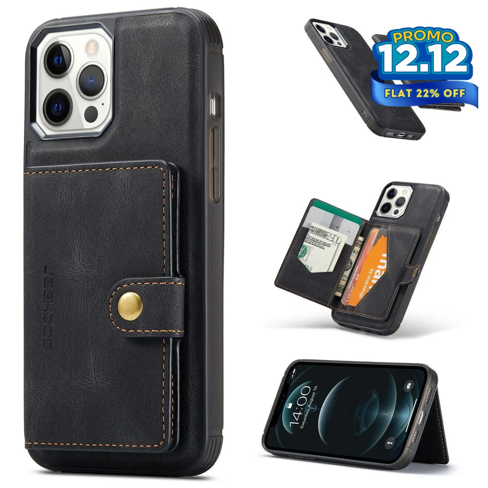 Faux Leather Phone Case With Magnetic Wallet