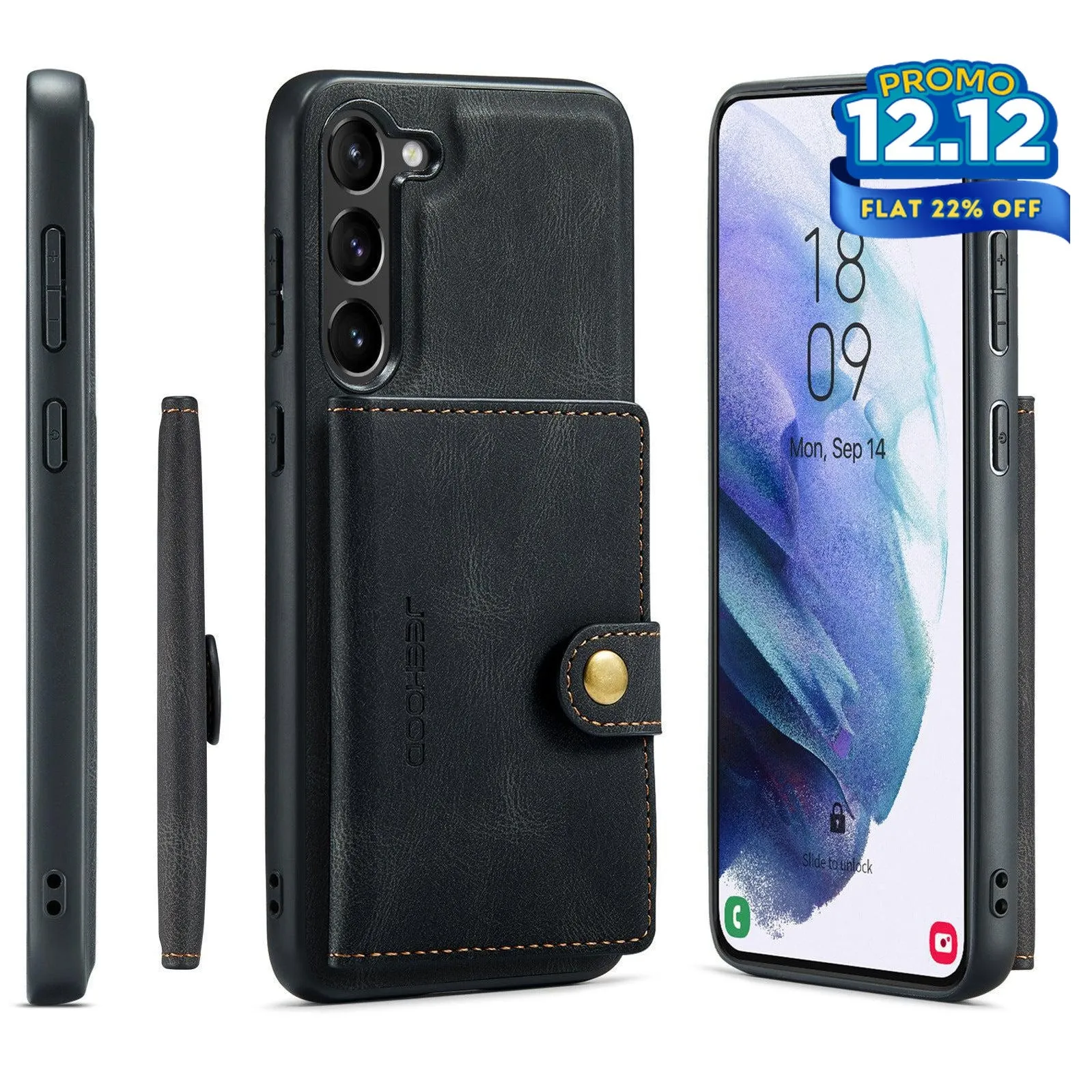 Faux Leather Phone Case With Magnetic Wallet
