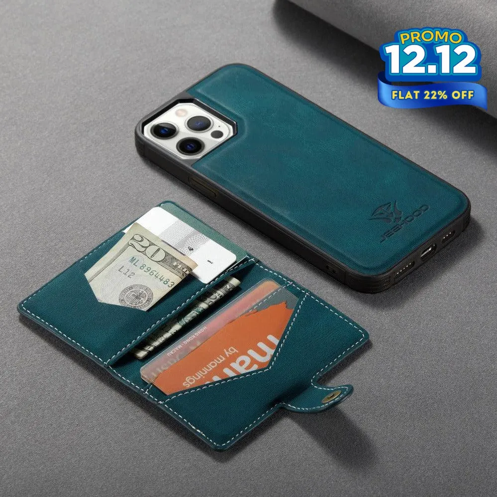 Faux Leather Phone Case With Magnetic Wallet