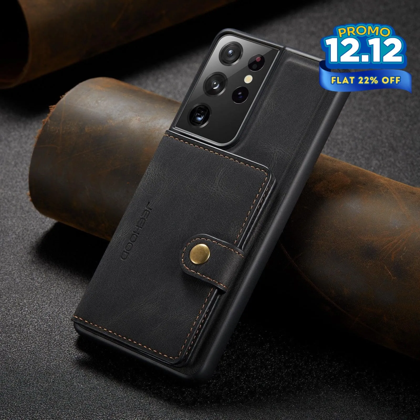 Faux Leather Phone Case With Magnetic Wallet