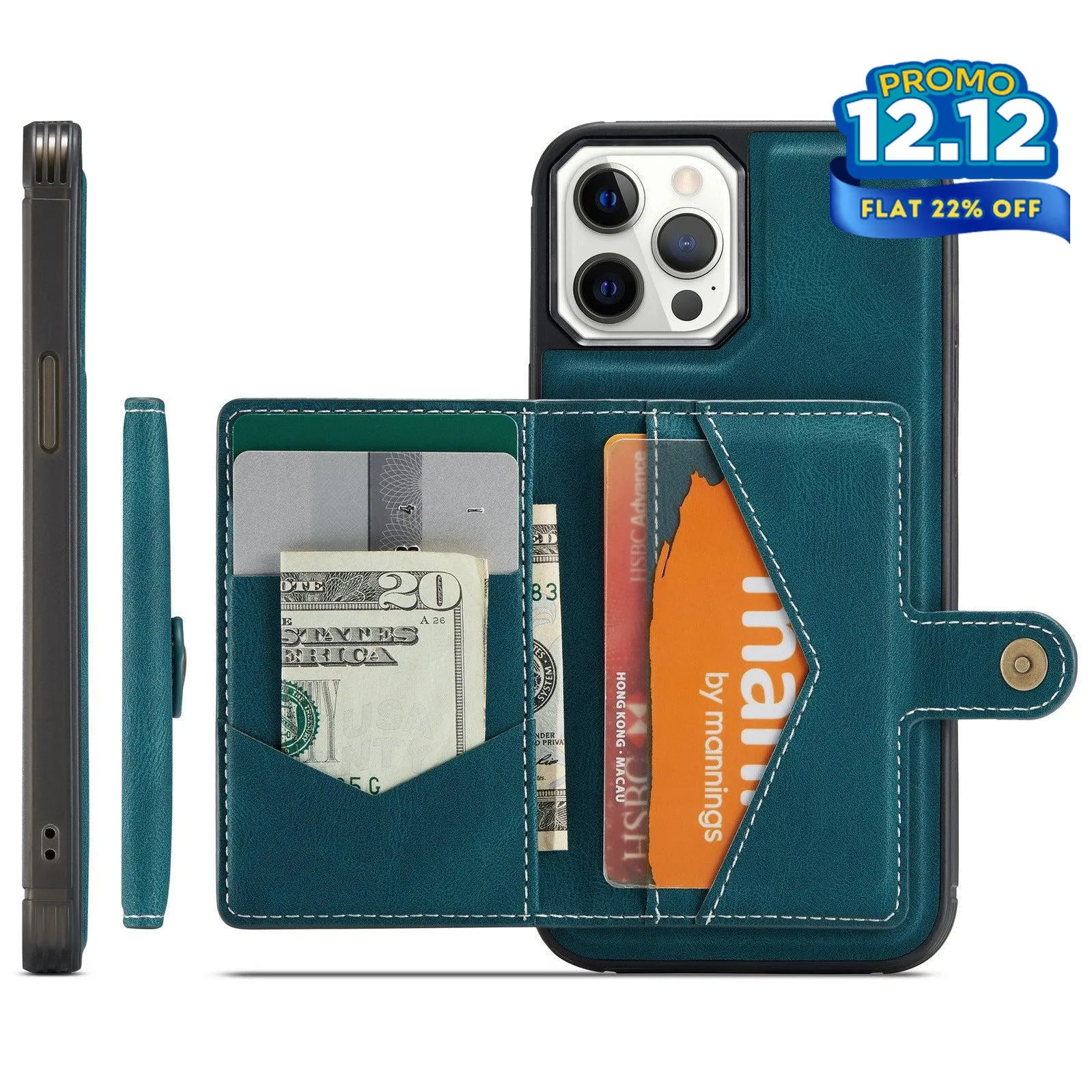 Faux Leather Phone Case With Magnetic Wallet