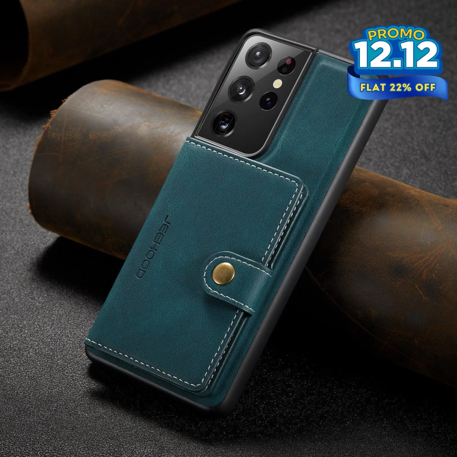Faux Leather Phone Case With Magnetic Wallet