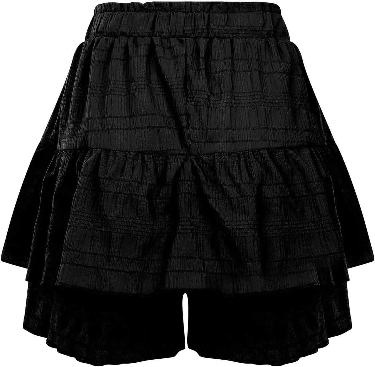 Flowy Summer Shorts for Women Lace Layered High Waist Elastic Mini Skirts Ruffle Hem Pleated Casual Swing Beach Skorts