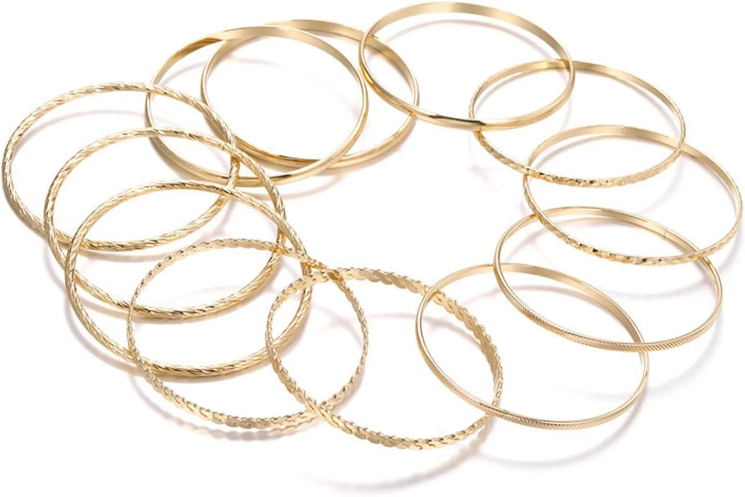FUNOJOY Gold Bangle Bracelets for Women,14K Gold Plated Boho Indian Multi Stackable Bracelets Gold Bangles For Women Jewelry Gifts