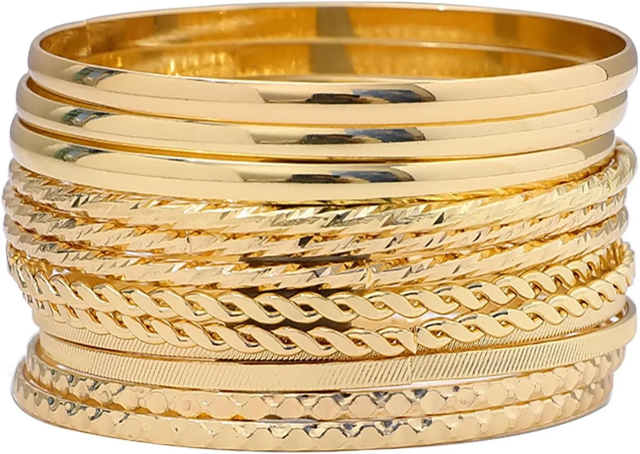 FUNOJOY Gold Bangle Bracelets for Women,14K Gold Plated Boho Indian Multi Stackable Bracelets Gold Bangles For Women Jewelry Gifts