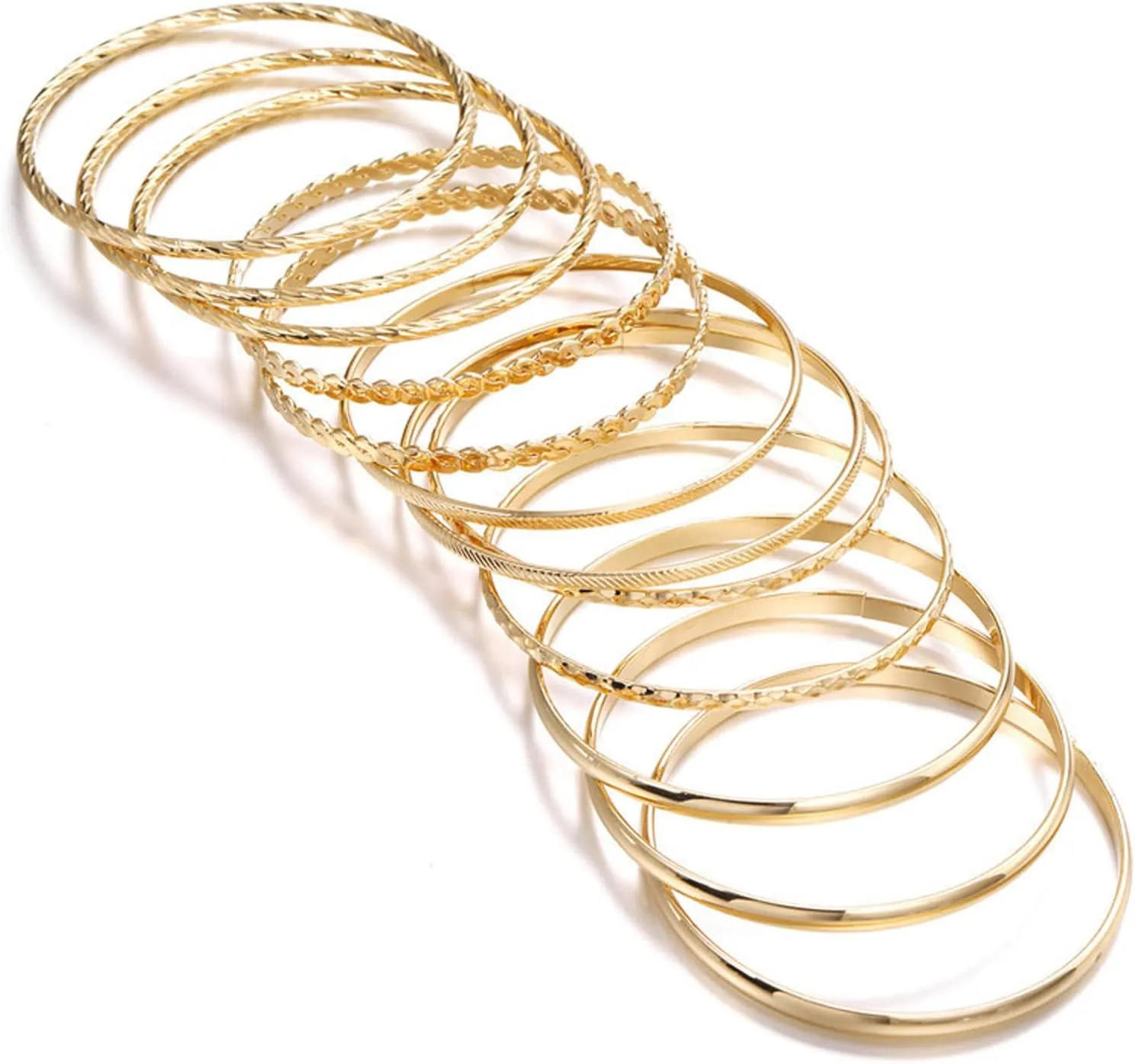 FUNOJOY Gold Bangle Bracelets for Women,14K Gold Plated Boho Indian Multi Stackable Bracelets Gold Bangles For Women Jewelry Gifts