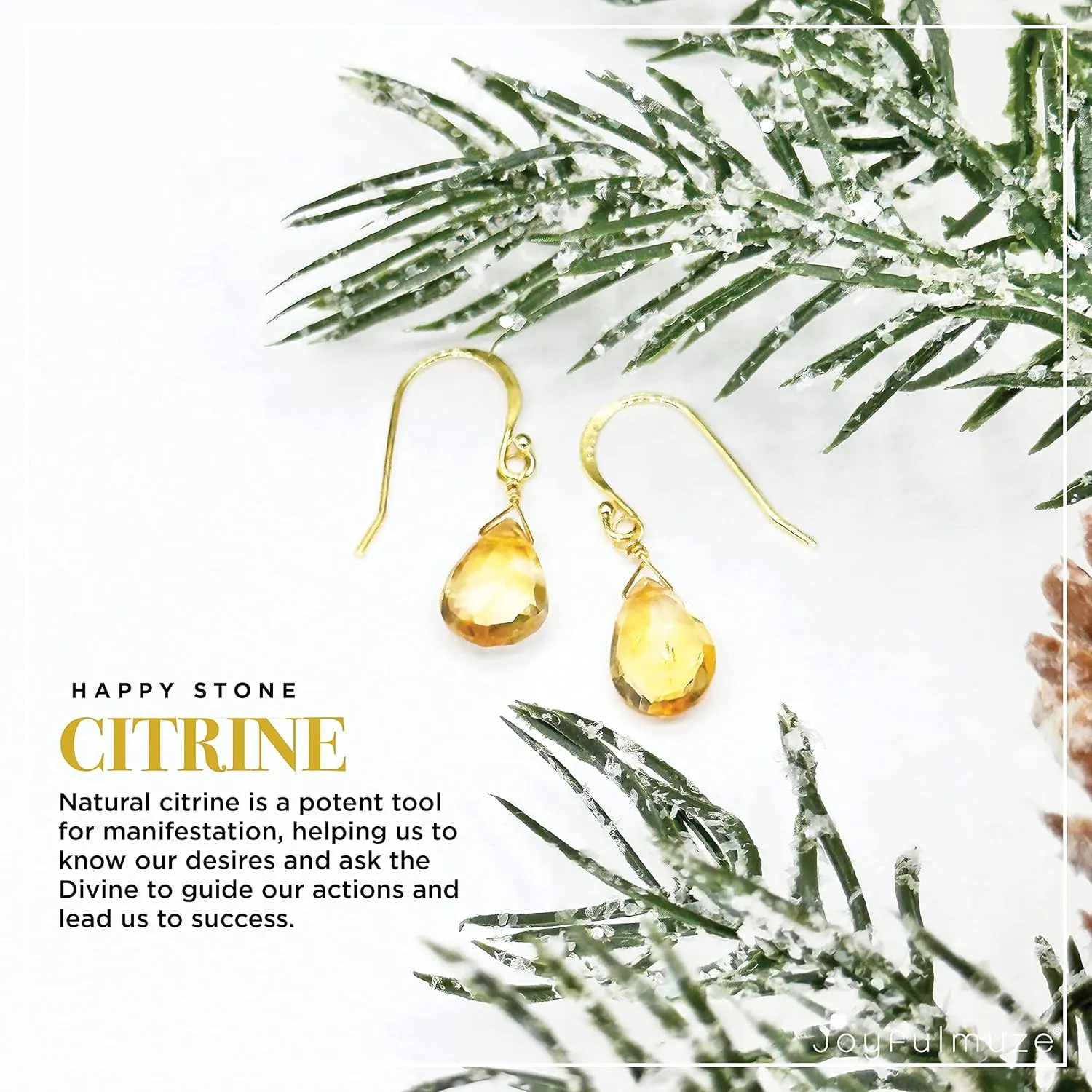Genuine Citrine Earrings, 18K Gold Plated Sterling Silver 925, Lemon Yellow Quartz Drops, Handmade Dangle Drop Jewelry for Women and Men, 1" Long (Citrine-18K-Yellow-Gold)