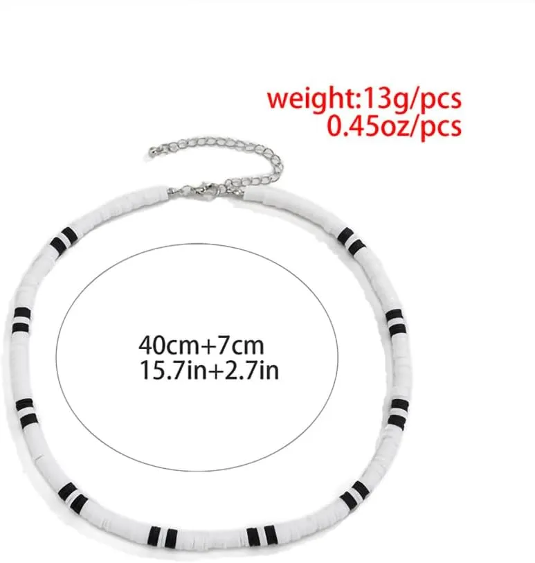 GIGB PBDK Boho Polymer Clay Choker Necklace for Men,Dainty Heishi Disc Beaded Collar Necklace Party Prom Adjustable Surfer Tropical Holiday Jewelry Gifts