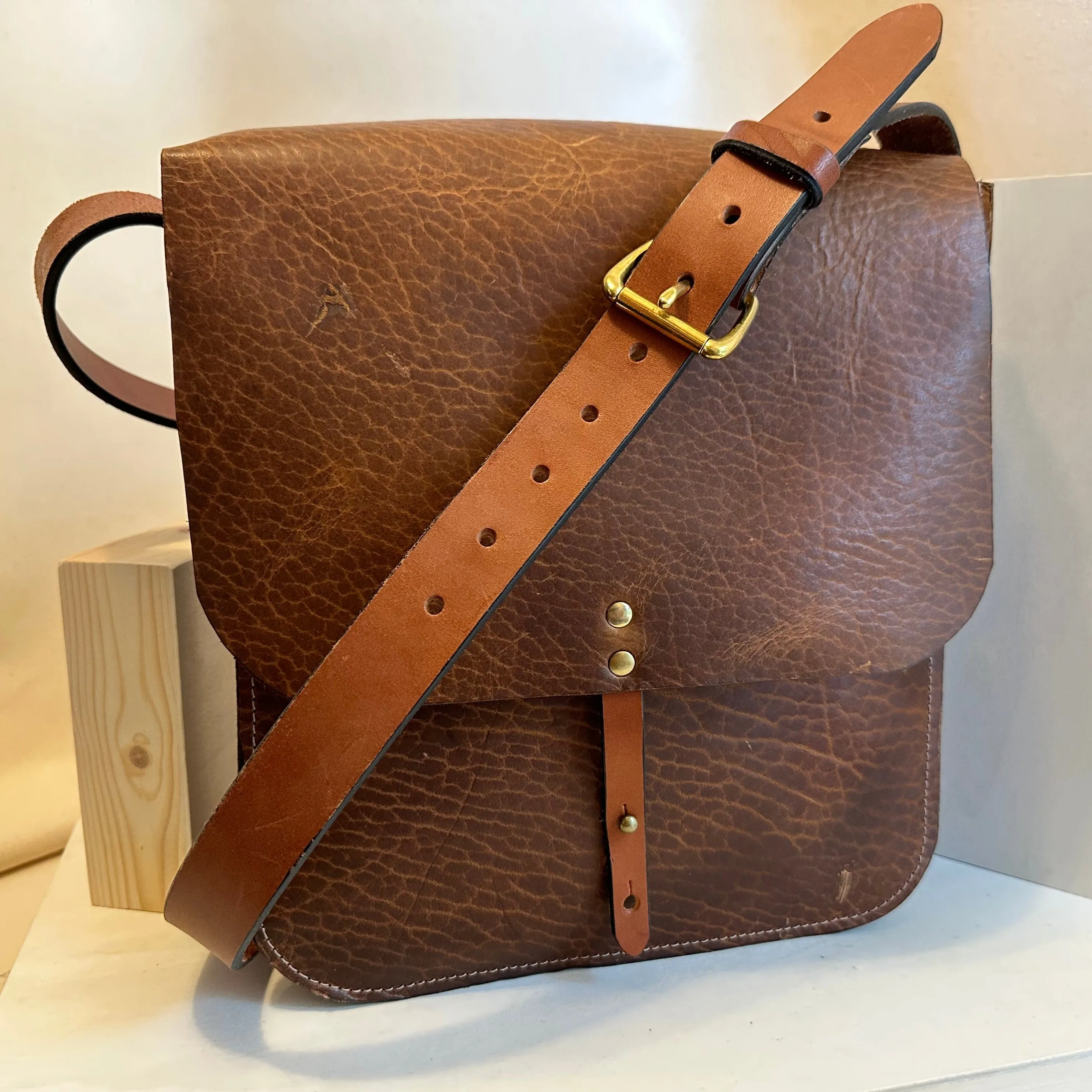 Glazed Bison Forager Large Cross Body Leather Bag