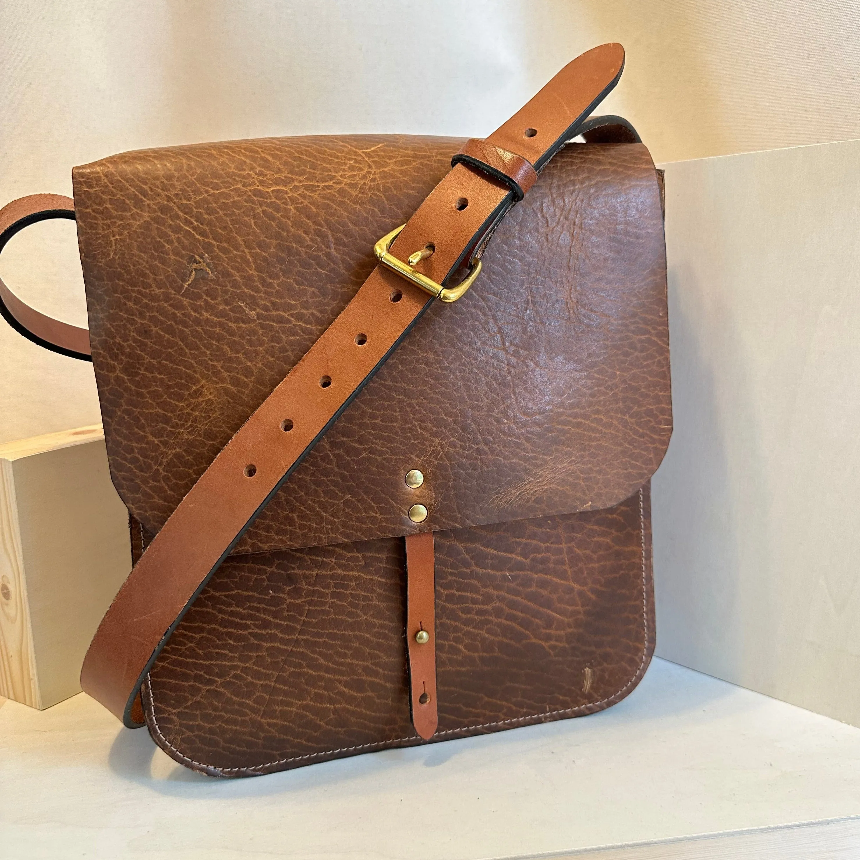 Glazed Bison Forager Large Cross Body Leather Bag