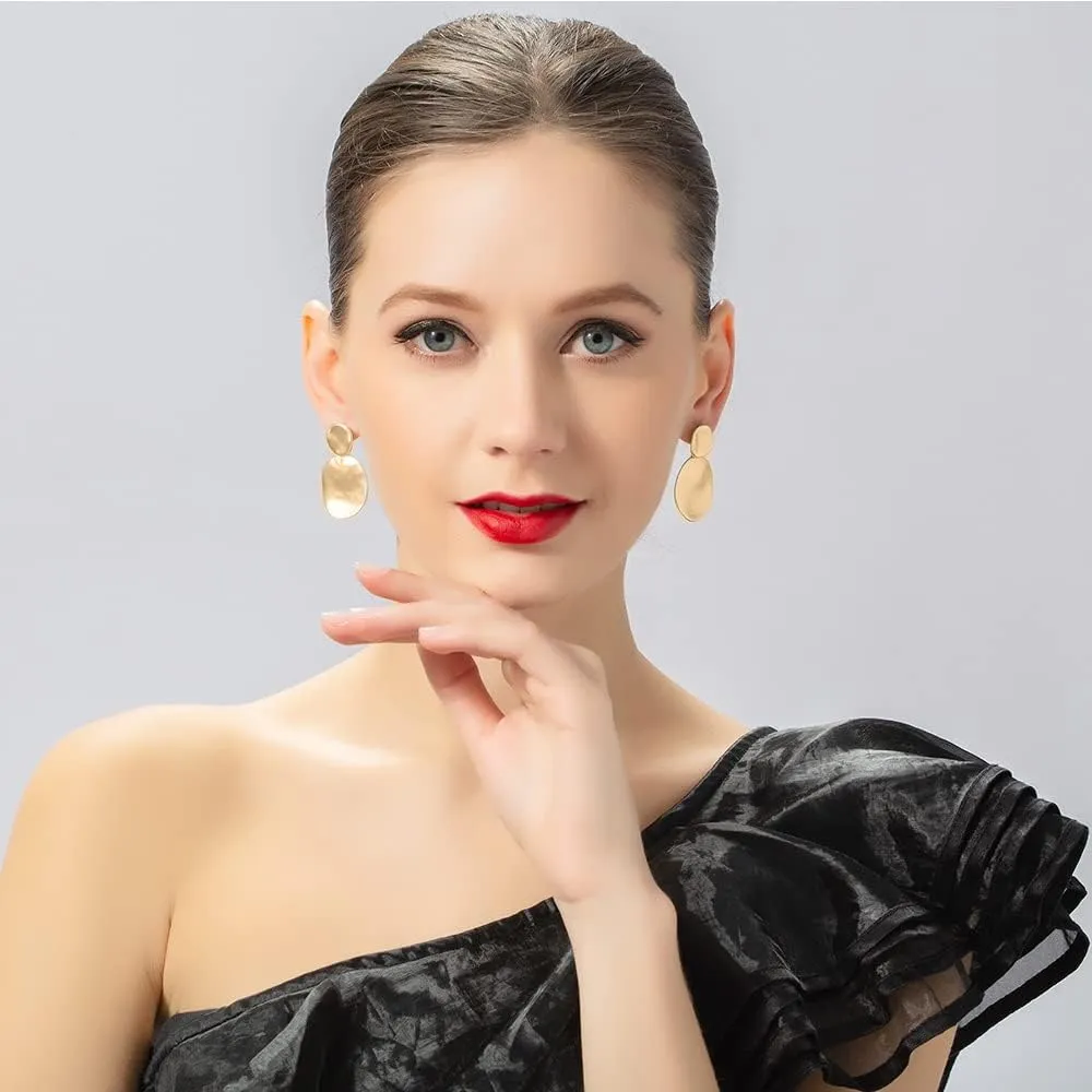Gold Silver Round Disc Dangle Earrings Minimalist Circle Geometric Statement Drop Earrings for Women