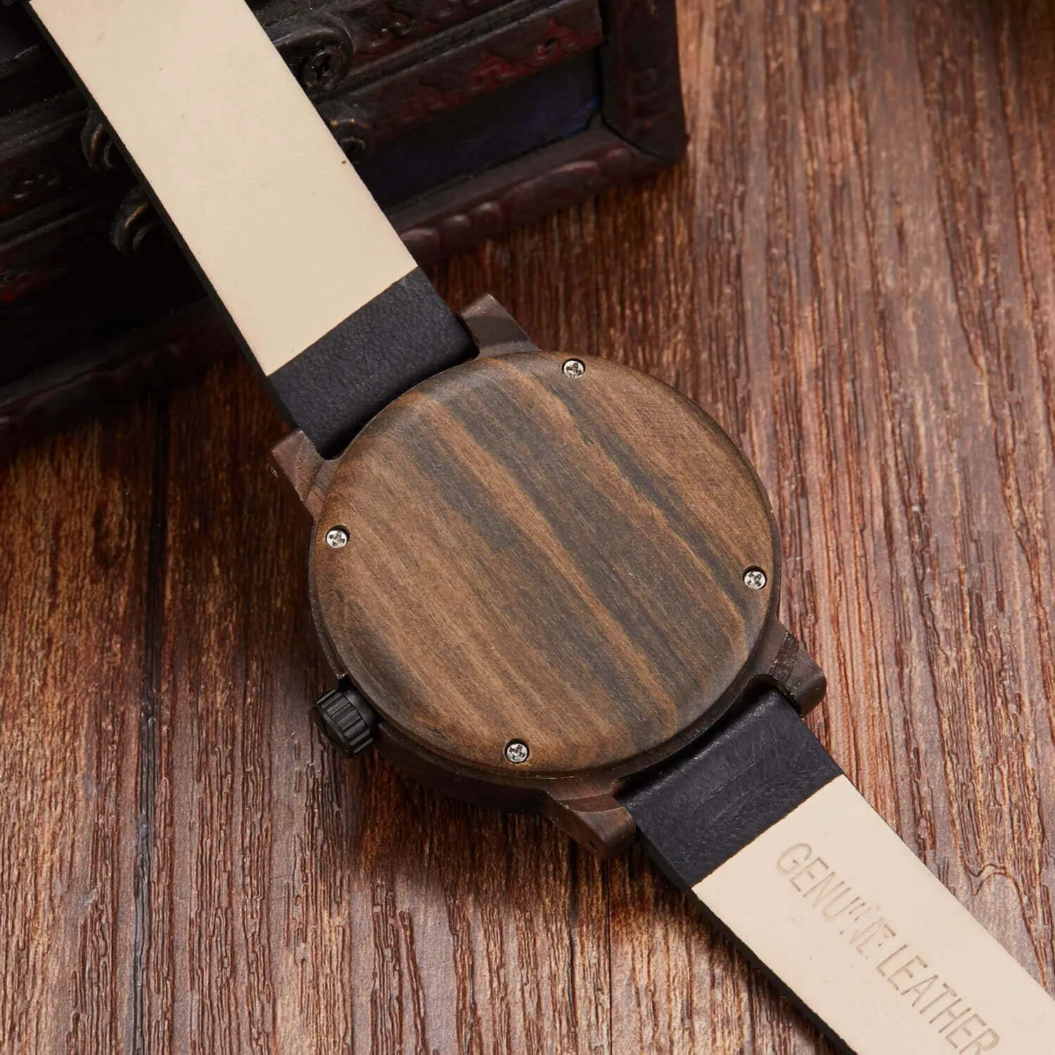 GORBEN Compass Watches for Men, Turntable Wooden Watch, Lightweight Handmade, Quartz Sports Watch