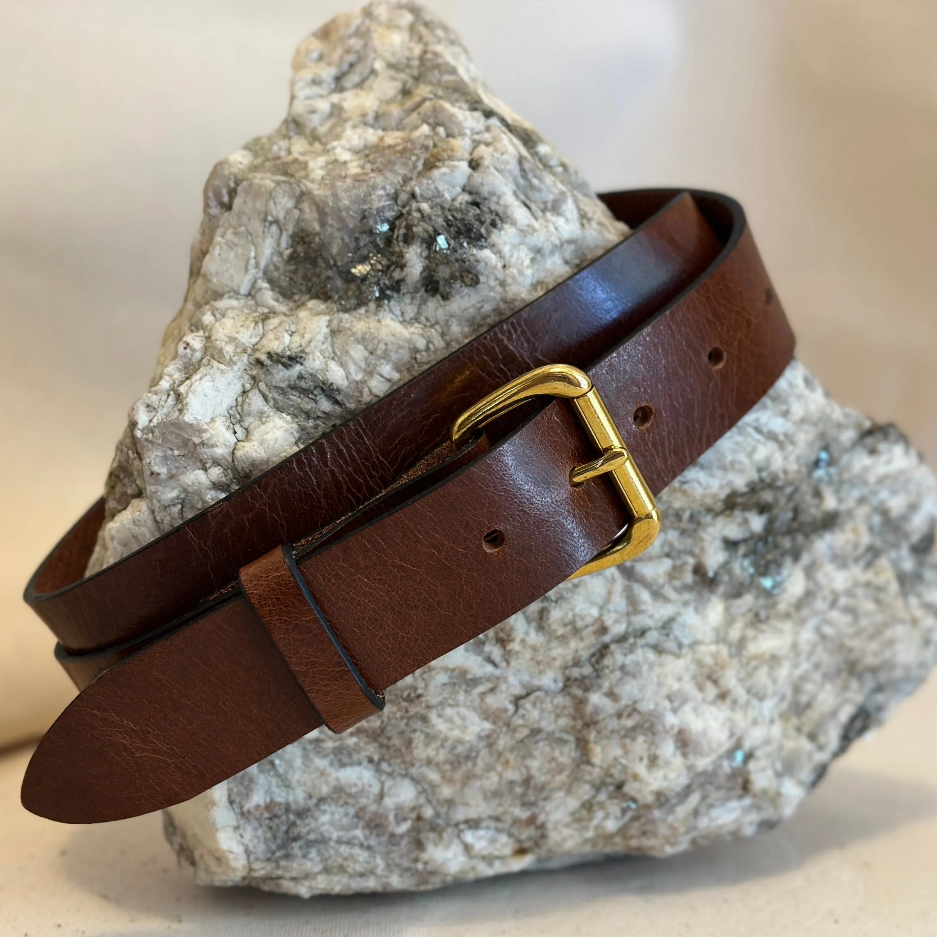 Handmade Dark Brown Crackle Leather Belt