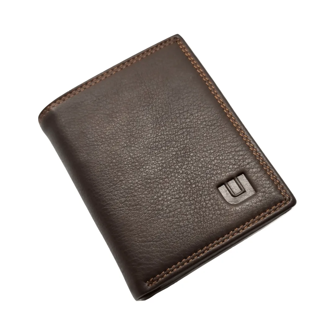 High Capacity / Vertical Style  Bi Fold  Leather Wallet