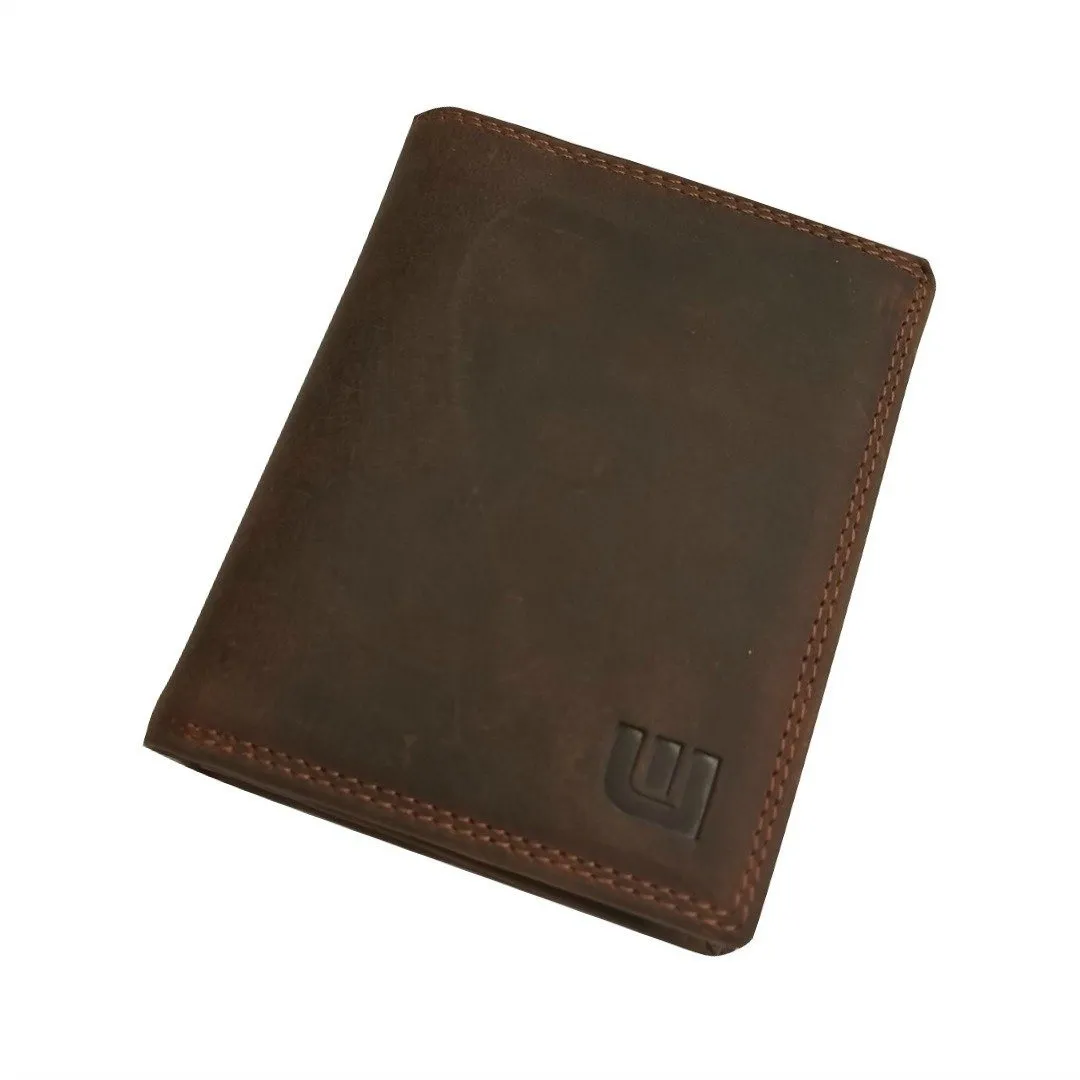 High Capacity / Vertical Style  Bi Fold  Leather Wallet