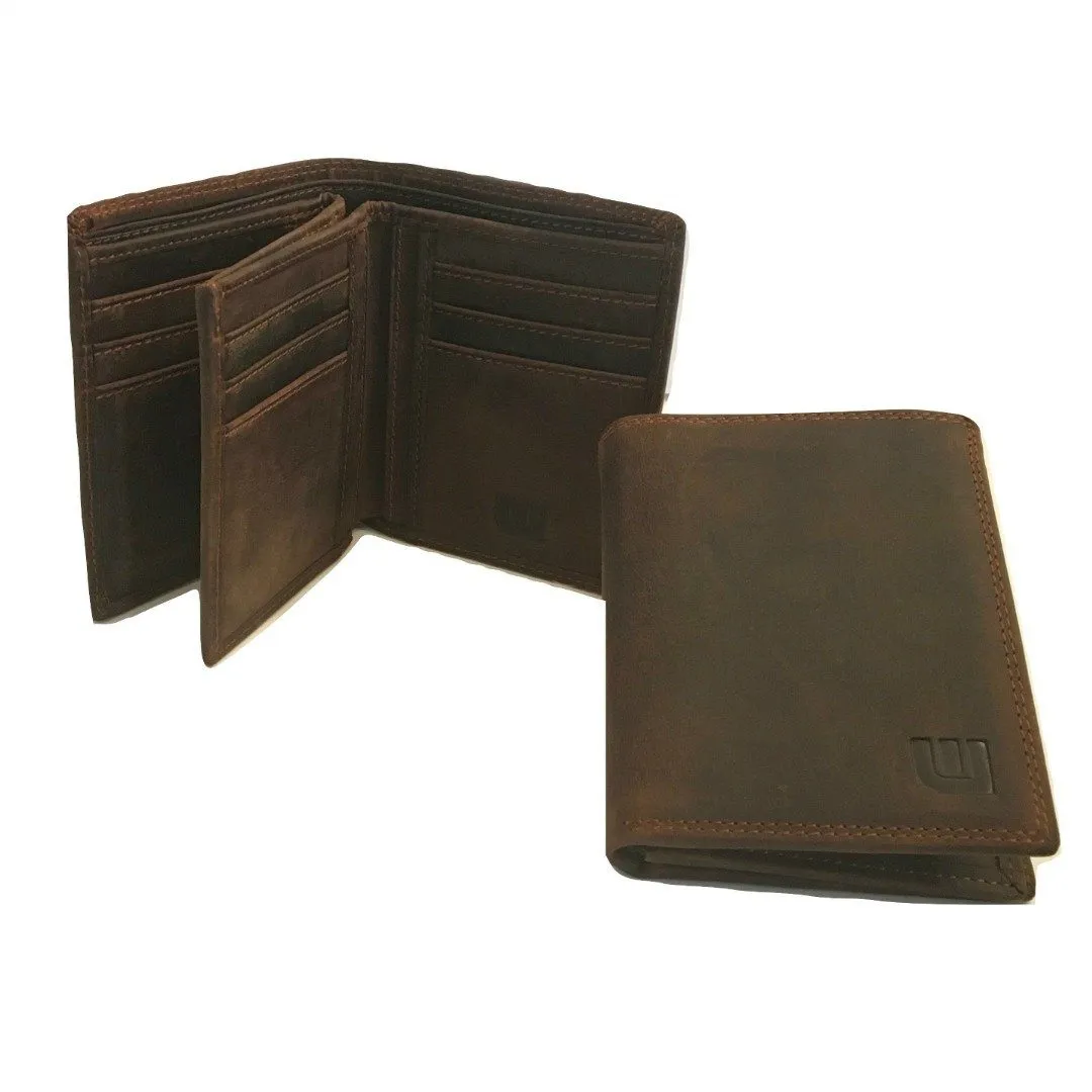 High Capacity / Vertical Style  Bi Fold  Leather Wallet