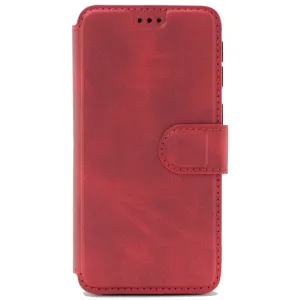 Huawei P40, Leather Wallet Case, Color Red,