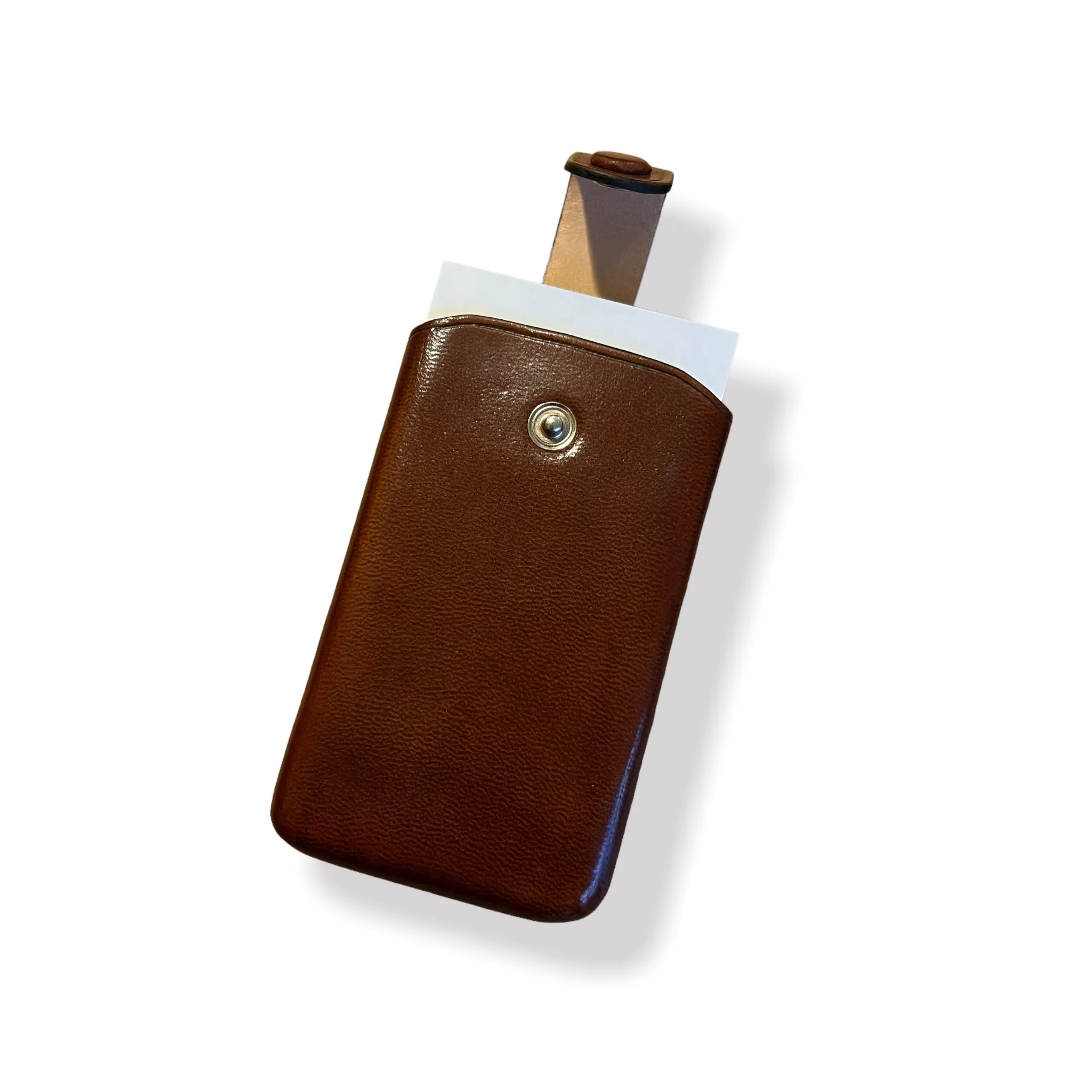 Il Bussetto Premium Light Brown Pull-Up Leather Business Card Case