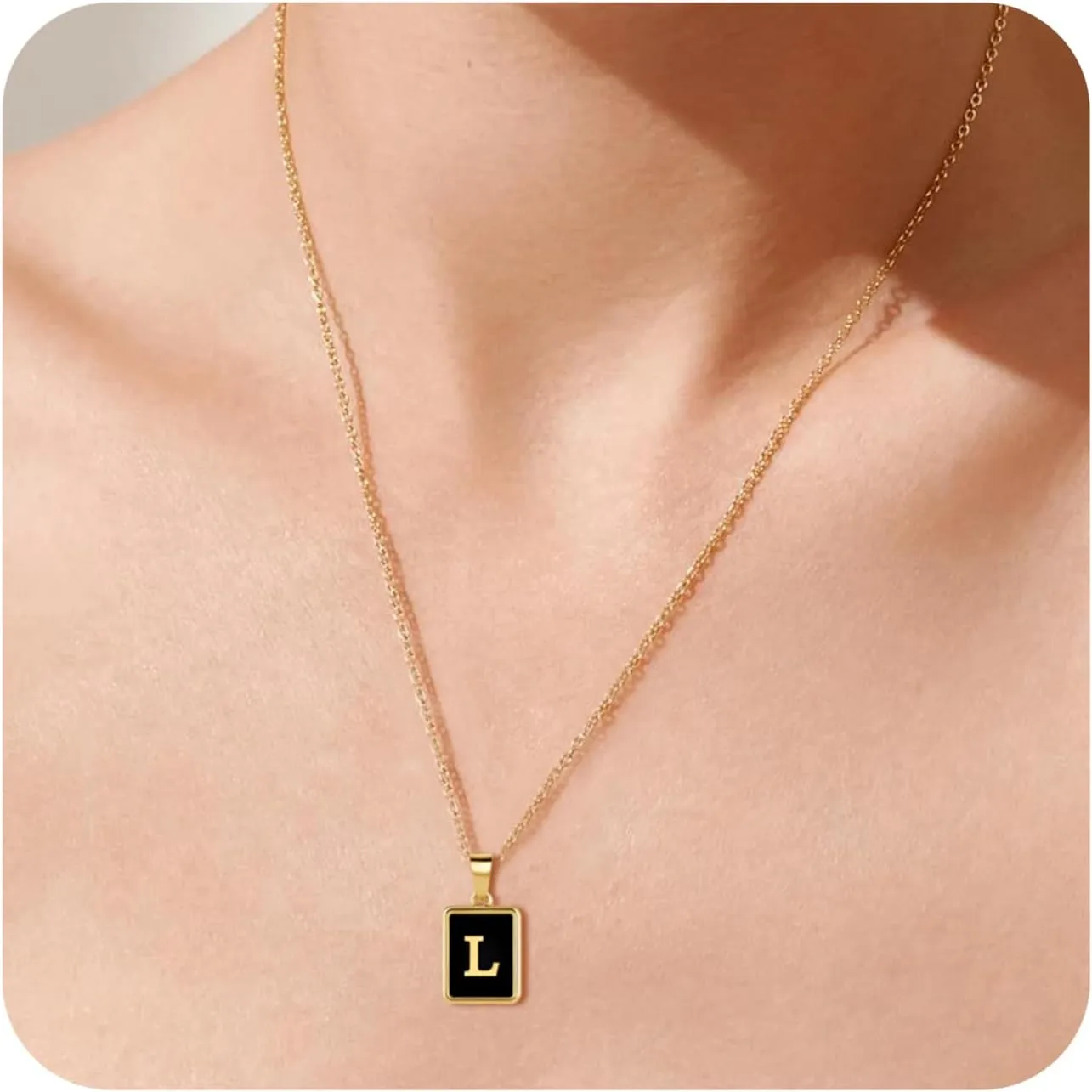 Initial Necklaces for Women, 14K Gold Plated A-Z Letter Mother of Pearl Pendant with 16"-18" Adjustable Chain - ValentinesDay Gifts for Her, Stocking Stuffers, Anniversary, Birthday Gifts for Women