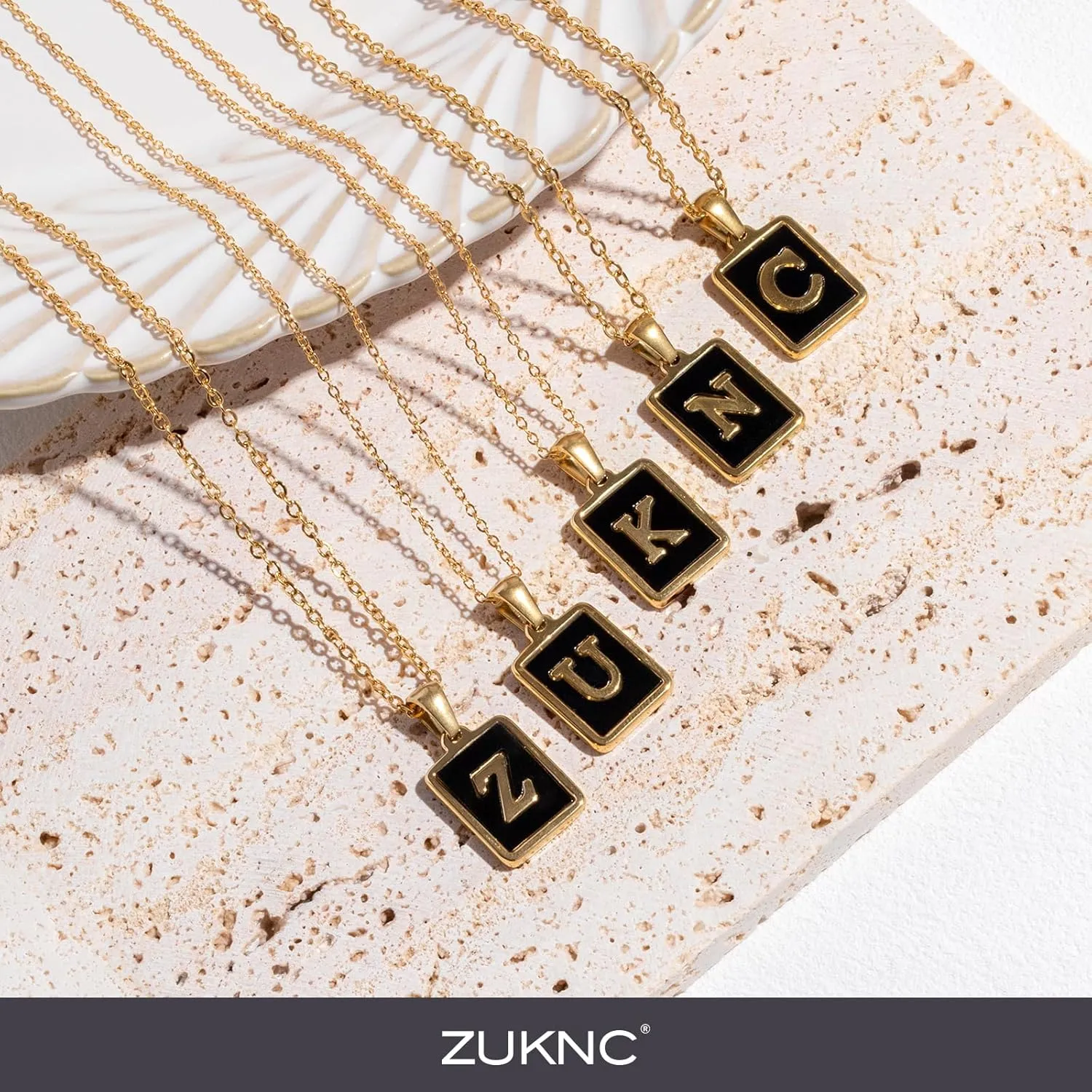Initial Necklaces for Women, 14K Gold Plated A-Z Letter Mother of Pearl Pendant with 16"-18" Adjustable Chain - ValentinesDay Gifts for Her, Stocking Stuffers, Anniversary, Birthday Gifts for Women