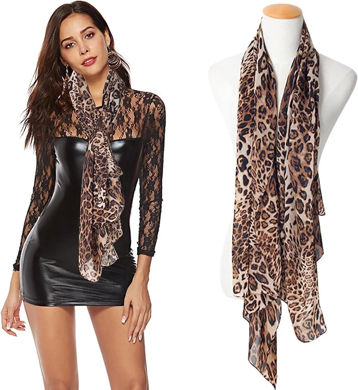 INOGIH Women Print Florals Shawl Wraps Lightweight Scarfs - Fashion Leopard Print Sunscreen Shawls Holiday Scarf for Travel