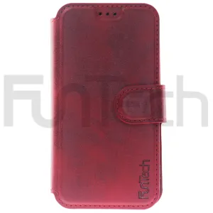 iPhone 12 Mini, Leather Wallet Case, Color Red.