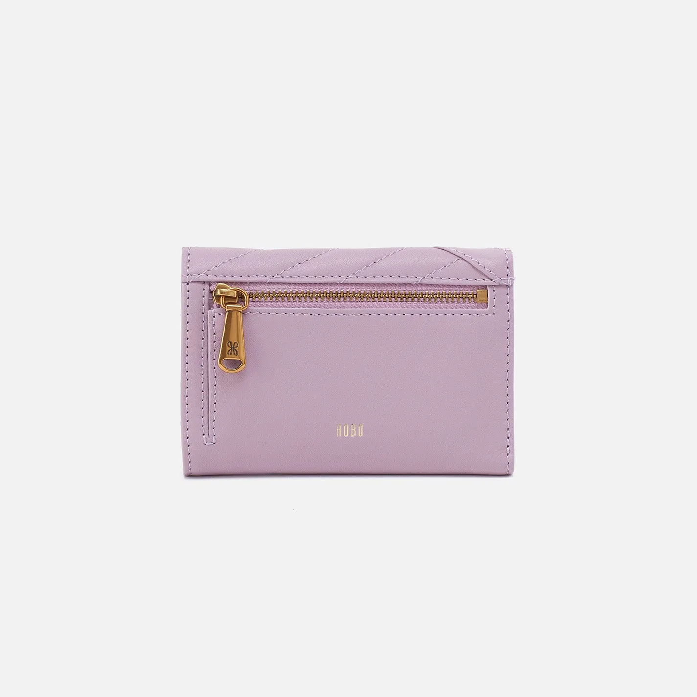 Jill Trifold Wallet in Quilted Silk Napa Leather - Lavender