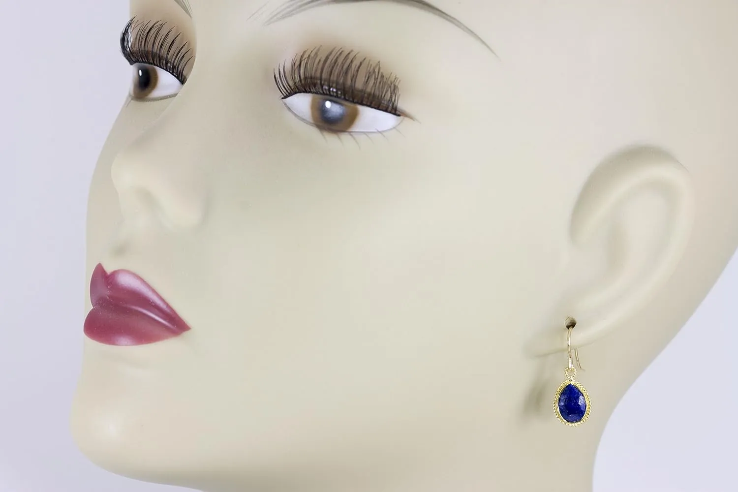 Lapis Lazuli Earrings Blue Faceted Bezeled Small Teardrops Simple Tiny Drops