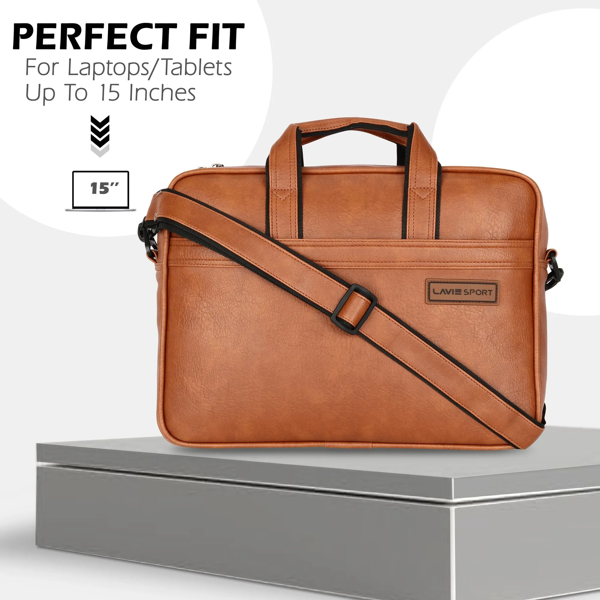 Lavie Sport 1 Compartment Director Unisex Laptop briefcase Bag Tan