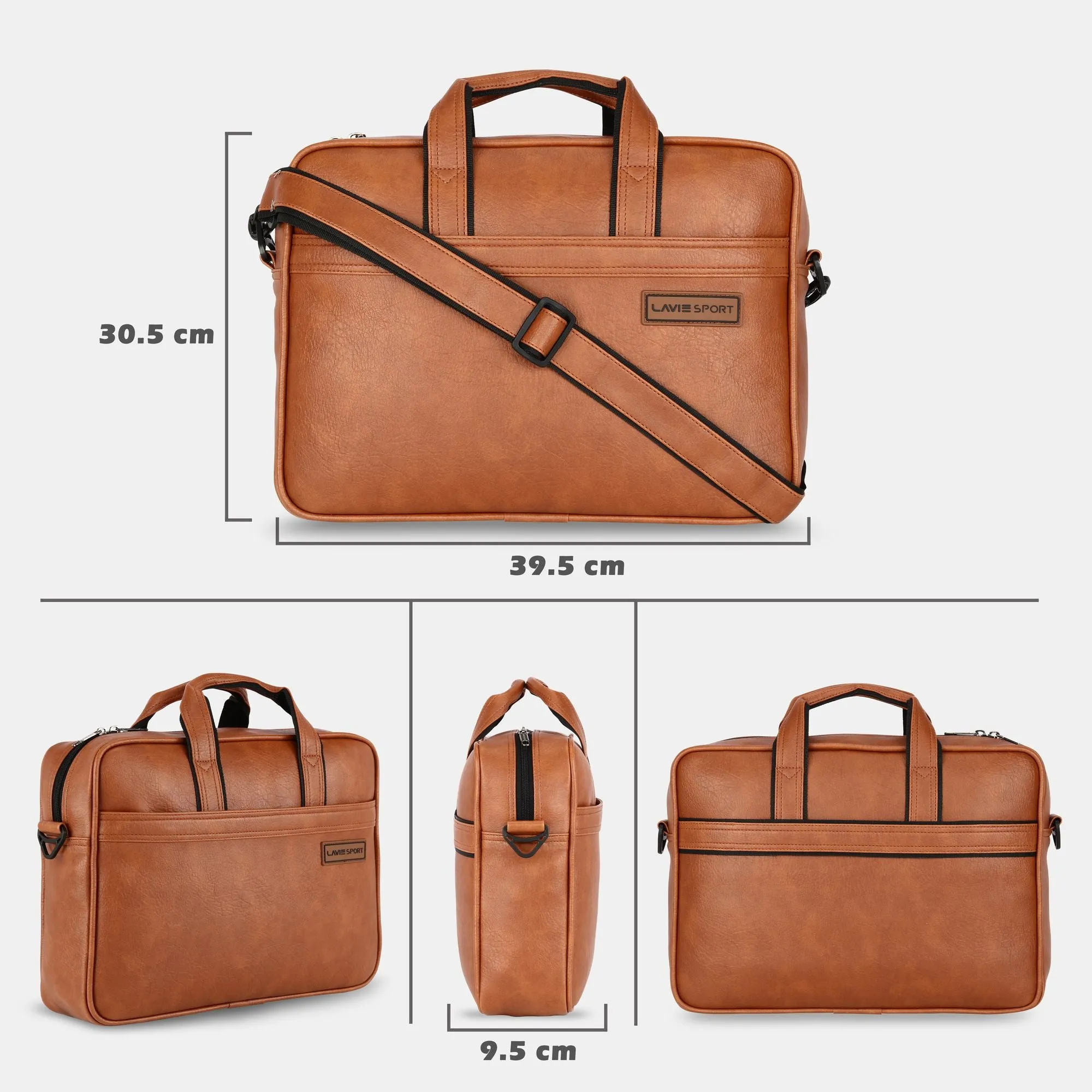 Lavie Sport 1 Compartment Director Unisex Laptop briefcase Bag Tan