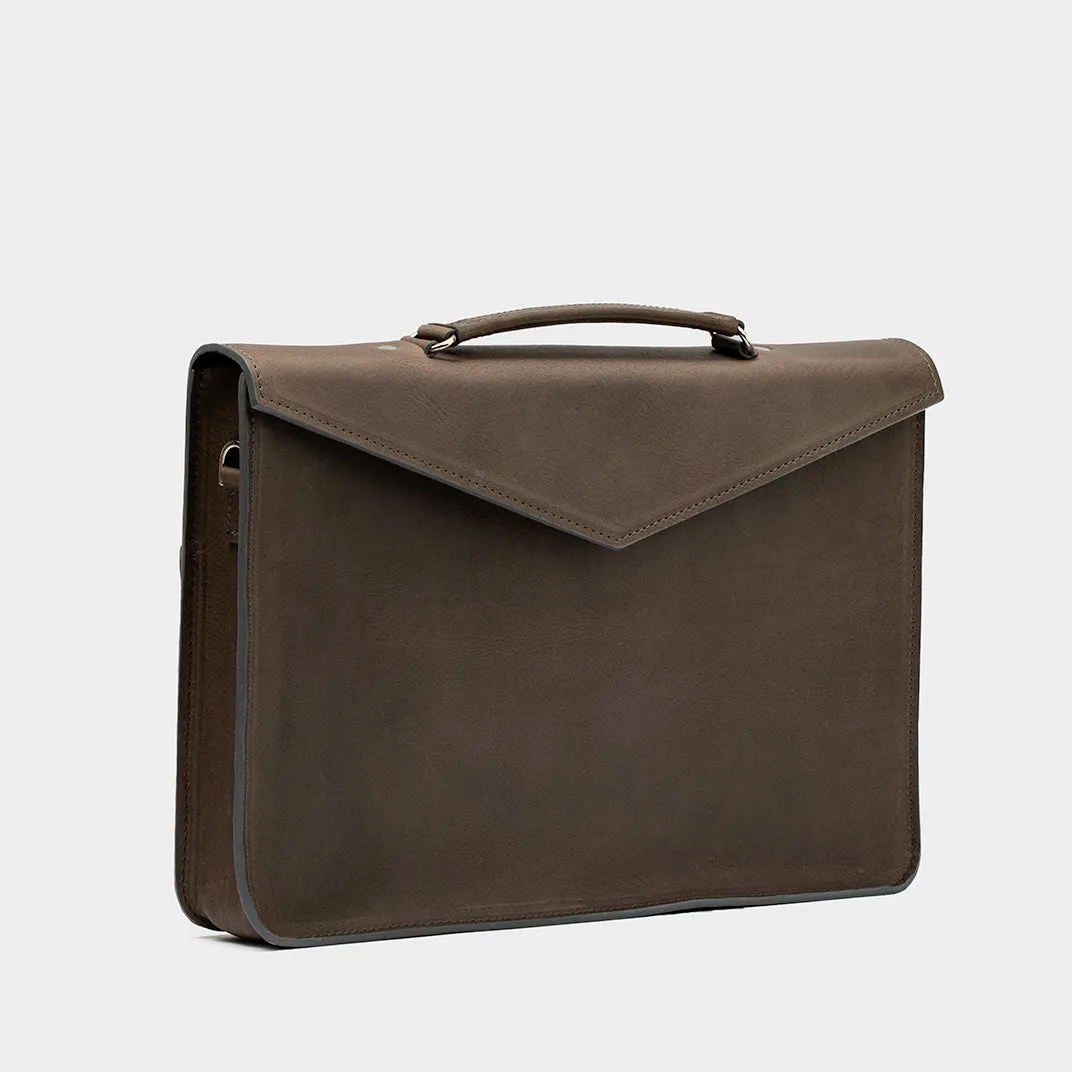 Leather Briefcase (Gray)