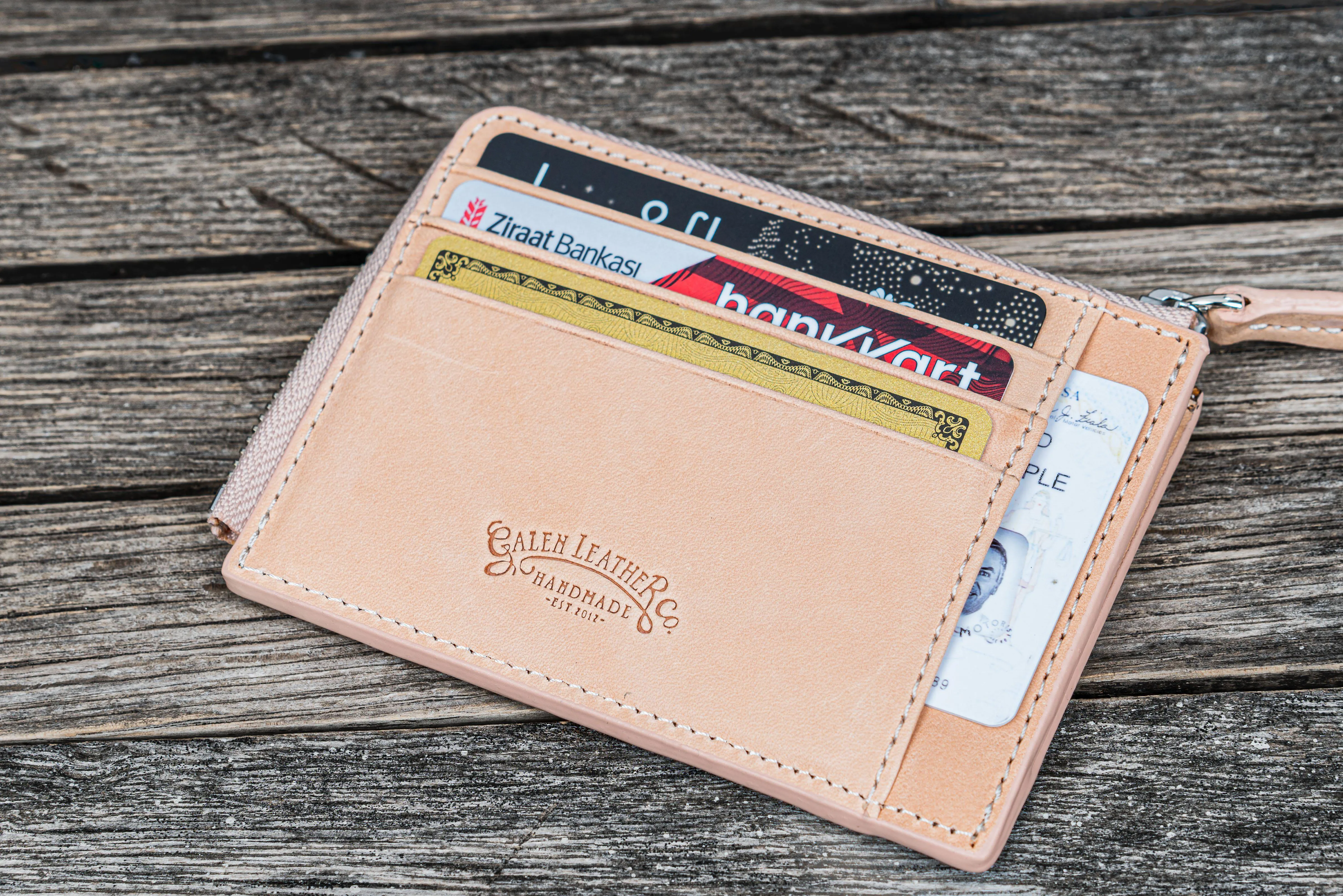 Leather Zippered Mega Mini Wallet - Undyed Leather