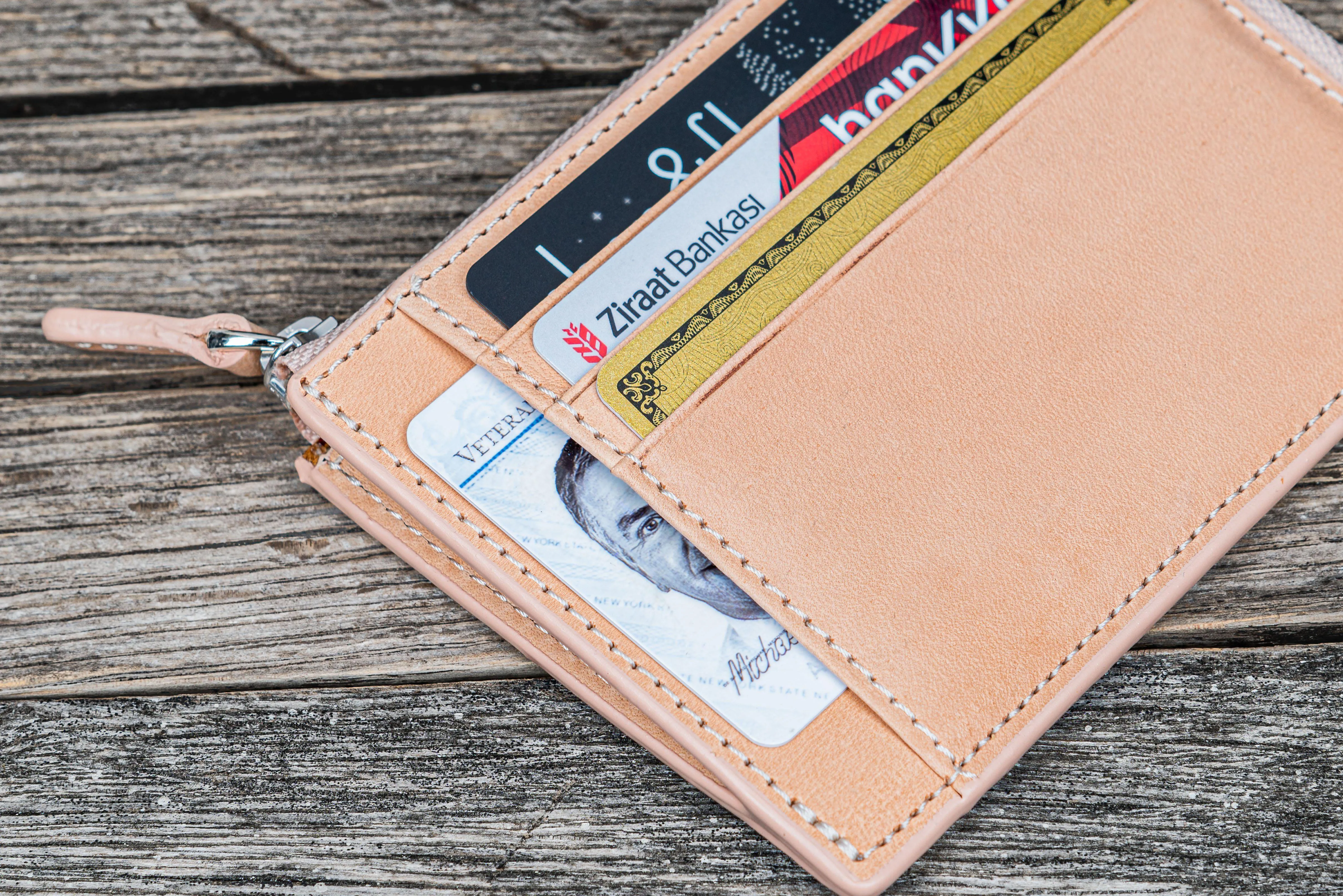 Leather Zippered Mega Mini Wallet - Undyed Leather