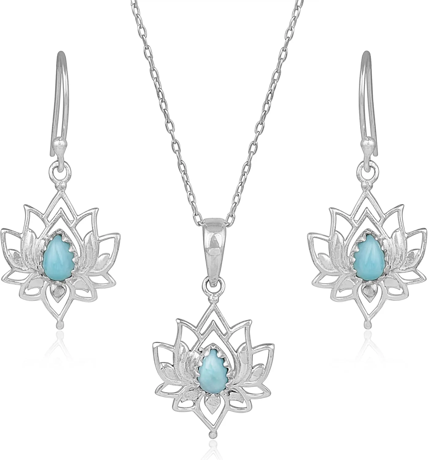Lotus Flower Earrings Solid 925 Sterling Silver Black Onyx Labradorite Dendrite Rhodochrosite Turquoise Larimar Spinny Oyster Drop Dangle Gemstone Earrings Jewelry Gift for Women