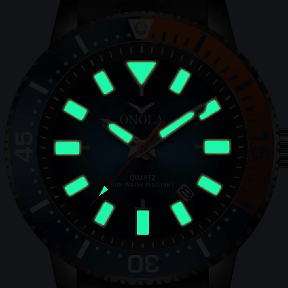 Luminous Watch for Men Wristwatch Waterproof Sport Analog Quartz Business Mens Watches Black Silicon Strap Dress Watch