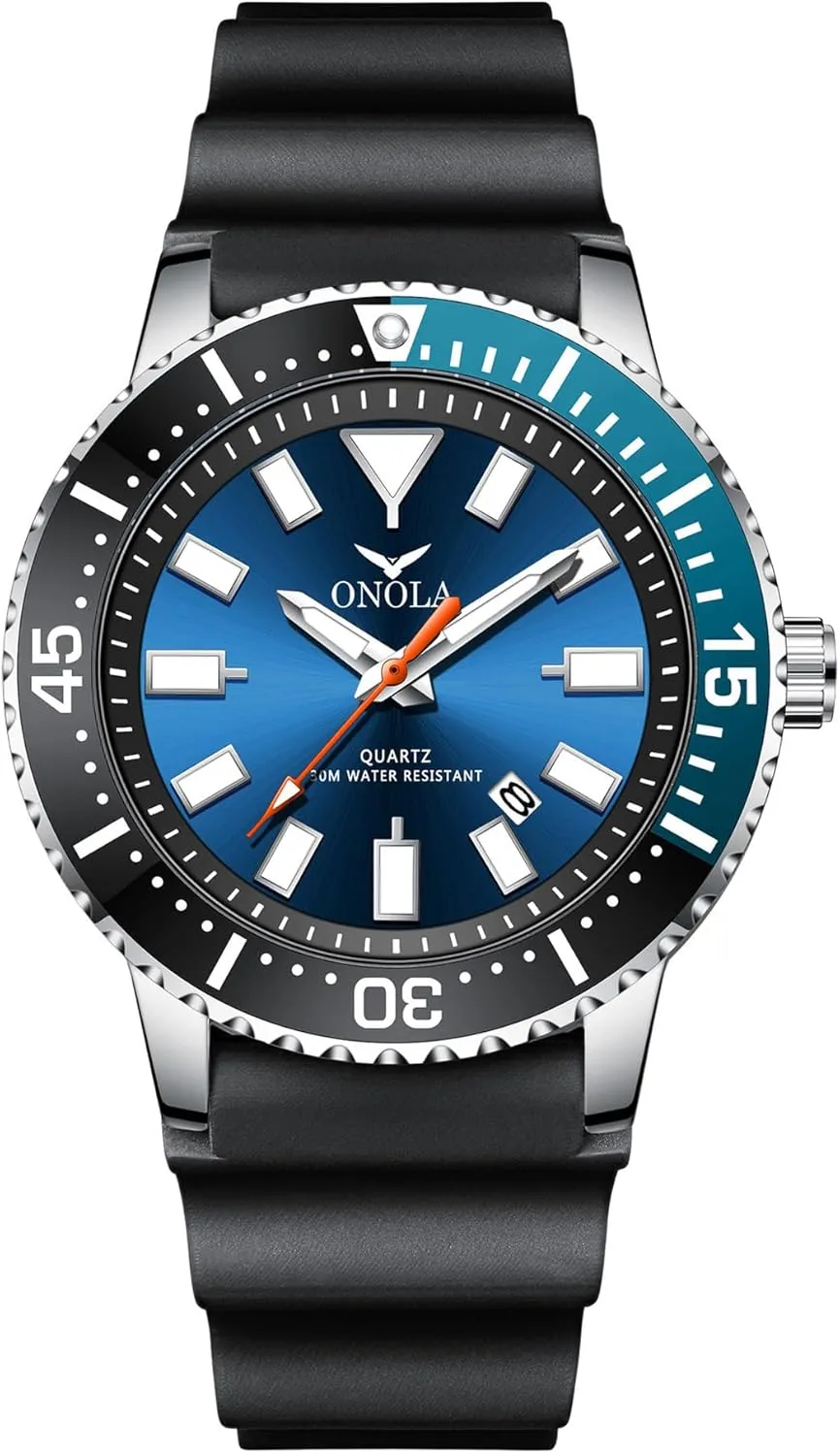 Luminous Watch for Men Wristwatch Waterproof Sport Analog Quartz Business Mens Watches Black Silicon Strap Dress Watch