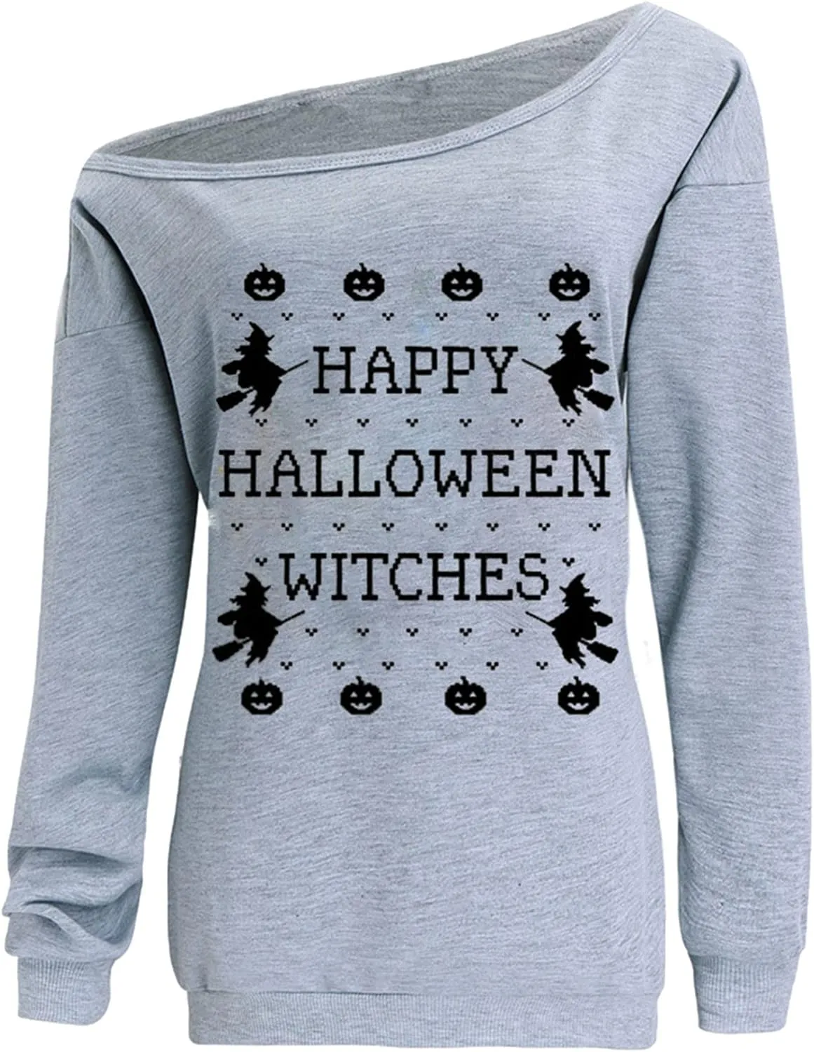 lymanchi Women Halloween Off Shoulder Sweatshirt Casual Loose Sexy Pullover Tops